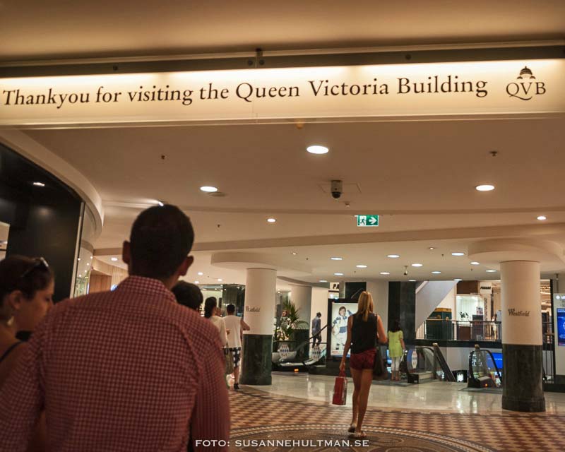 Skylt inne i Queen Victoria Building