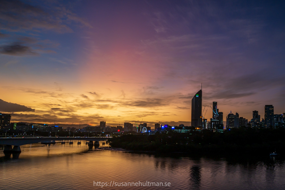 Solnedgång över Brisbane.
